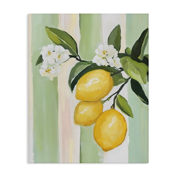 Stupell Industries French Country Lemons & Flowers on Stripes Canvas Art, 16 x 20, by The Prints Vibe