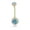 Aqua, variant on AVORA 10K White Gold White Simulated Diamond CZ Halo Belly Button Ring Body Jewelry (14 Gauge)