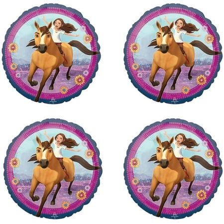 Spirit Riding Free PriNst Party Balloons - Set of 4 Western Cowgirl Themed Spirit Ride Birthday Balloon Bundle Pack Decorations from The Cartoon Animation Series