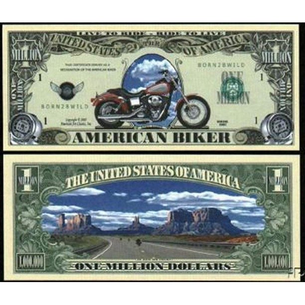 100 American Biker Million Dollar Bills with Bonus “Thanks