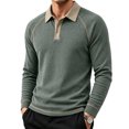 thumbnail image 2 of Mens Long Sleeve Polo Shirts Fashion Casual Raglan Button Polo Tee Collared Golf Shirt, S, 2 of 6