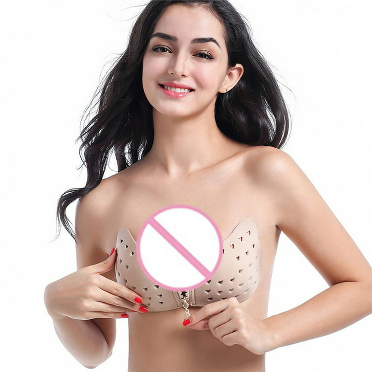 SENDKEEL Women's Sticky Boobs Breast Lift Silicone Push Up Hollow Out Sexy  Bra 