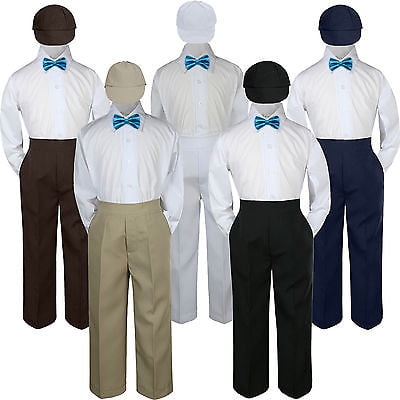 

4pc Turquoise Spa Bow Tie Party Suit Pants Set Baby Boy Toddler Kid S-7