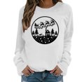 thumbnail image 2 of Nouveaux Hauts d'Été pour Femmes 2023 Chemises Col Rond Manches Longues Hauts Blouse Imprimée Coupe Décontractée Chandail en Molleton Oversize pour Femmes, 2 of 6