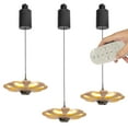 thumbnail image 1 of FSLiving Adjustable Height Track Pendnat Light J-Type Retractable Lift Track Pendnat Light by Remote Control with Stepless Dimming Flower Lamp for Kitchen Island Restaurant,Brown - Set of 3, 1 of 7