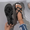thumbnail image 3 of Rokment Strappy Flip Flop Flat Sandals for Women Fashion Casual Leather Low Heels Fisherman Walking Dress Sandals Beach Summer Footwear Black Size 6, 3 of 7