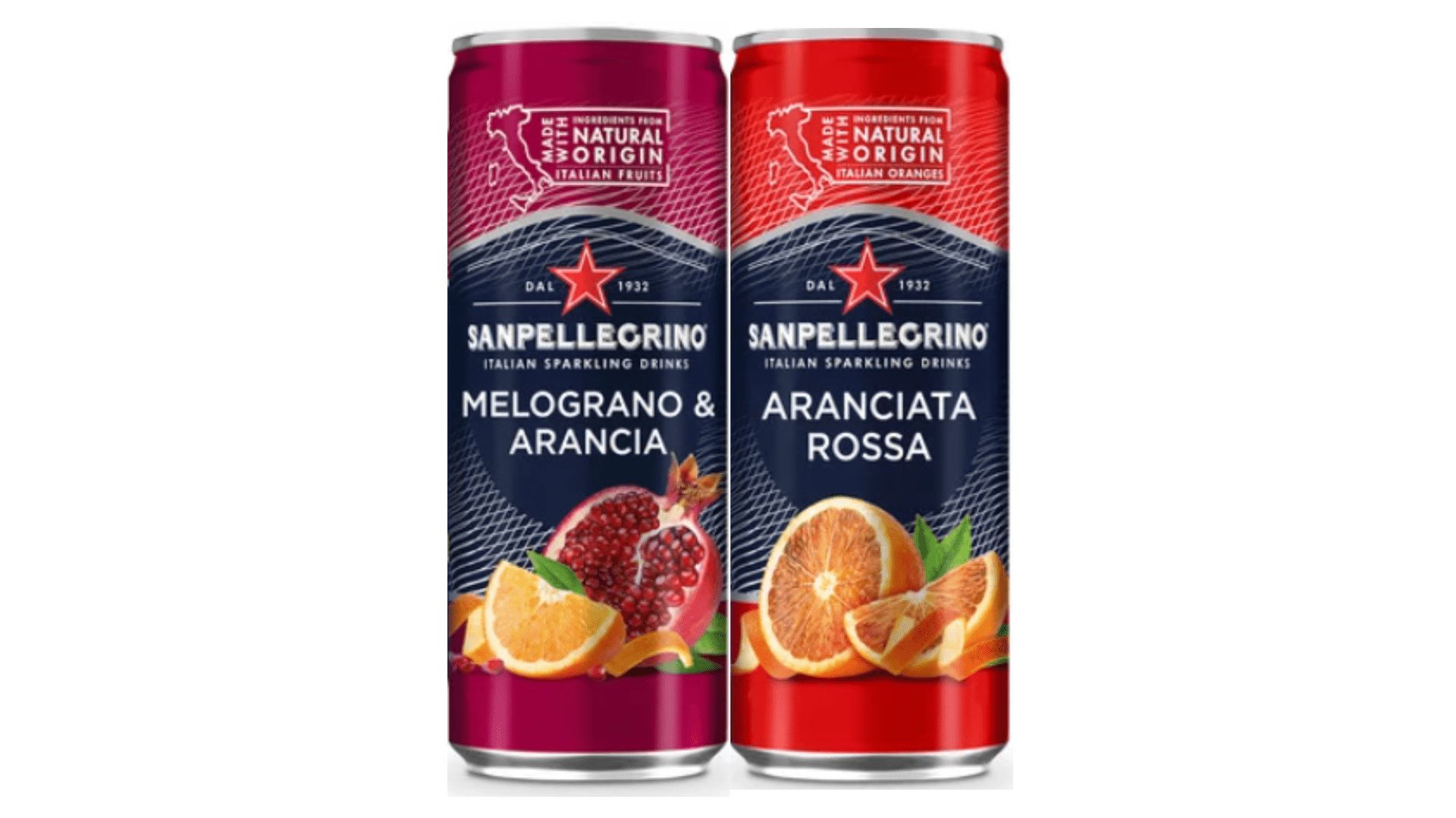 Sanpellegrino Italian Sparkling Drink Variety Pack, Aranciata Rossa & Melograno Arancia, 11.15 fl oz, 12 Cans