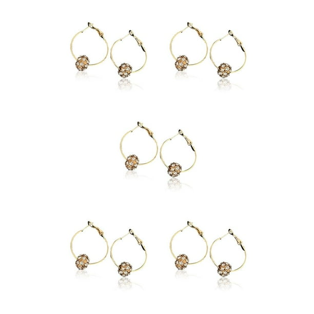 Sonducket 1 par de pendientes de aro de cristal, pendientes de tuerca para banquete, fecha nocturna, joyería de moda, regalo personalizado, cuenta dorada Cuenta Blanca Dorada 5piezas Sonducket CBP227082