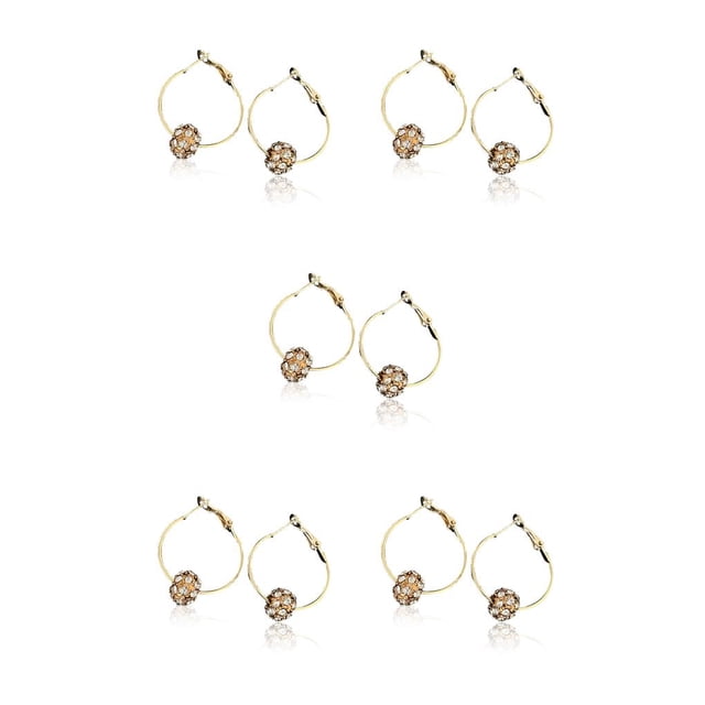 Sonducket 1 par de pendientes de aro de cristal, pendientes de tuerca para banquete, fecha nocturna, joyería de moda, regalo personalizado, cuenta dorada Cuenta Blanca Dorada 5piezas Sonducket CBP227082