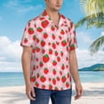 thumbnail image 3 of Fotbe Hand Drawn Strawberry Camisa Hawaiana para Hombre Unisex – Camisa Casual de Verano con Botones de Manga Corta de Algodón y Lino,Large, 3 of 7