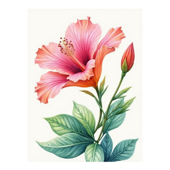 Diamond Art Kits for Adults - 5d Pink Hibiscus Botanical Art Diamond Painting for Adults, Diamond Art for Adults Beginners, Diamond Painting Kits for Adults for Home Wall Decor
