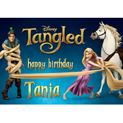 Tangled Disney Edible Cake Topper Personalized Birthday 1/4 Sheet Decoration Custom Sheet Birthday Frosting Transfer Fondant Image
