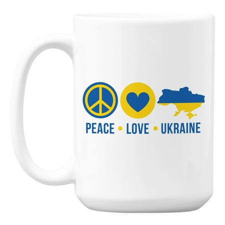 

Peace Love Ukraine feat. Ukrainian Flag Map Coffee & Tea Mug (15oz)