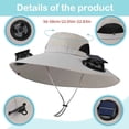 thumbnail image 6 of Jessboyy Men Sun Hats with Neck Flap Summer Sun Protection Bucket Hat with 2 Solar Fans Cooling Wide Brim Hat for Men for Work Outdoor Hiking Gray, 6 of 8