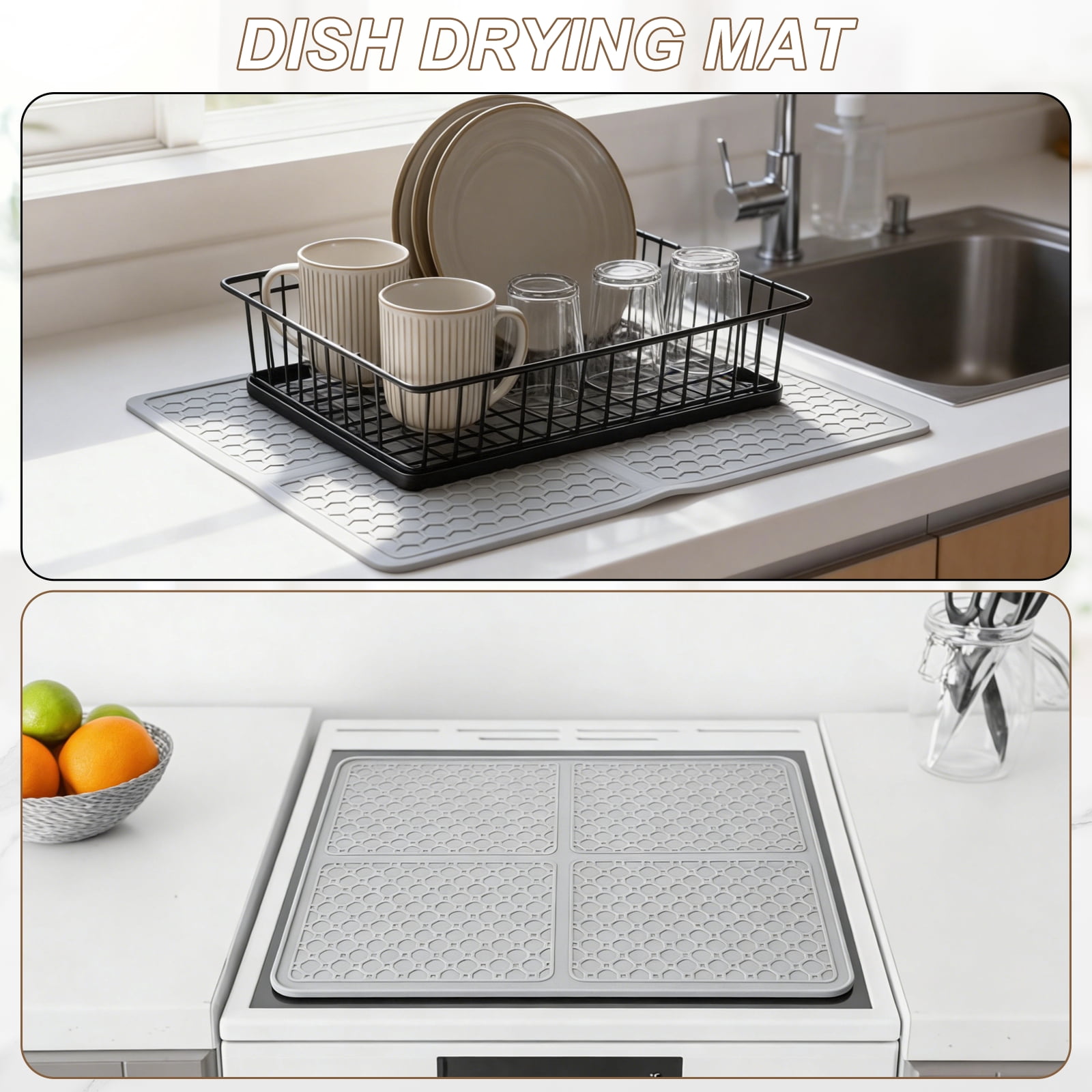 Uxcell Stove Top Cover for Electric Stove, 27.6" x 19.7" Silicone Glass Cooktop Protector Range Mats Diamond Stripe for Kitchen Oven Counter Cooktop, Silver