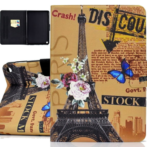 Allytech Cover Case Compatible with All-New Kindle Fire HD 8 Tablet 2020 and Fire HD 8 Plus Tablet (10th Generation, 2020 Release),Slim Folding Stand Cover with Auto Wake/Sleep, Eiffer Tower