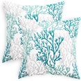 thumbnail image 1 of Throw Pillow Cases Pack of 2 Cozy Fleece ThreeTone Sea Coral Tree Decorative, 1 of 5