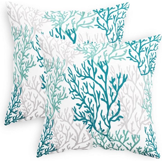 Throw Pillow Cases Pack of 2 Cozy Fleece ThreeTone Sea Coral Tree Decorative