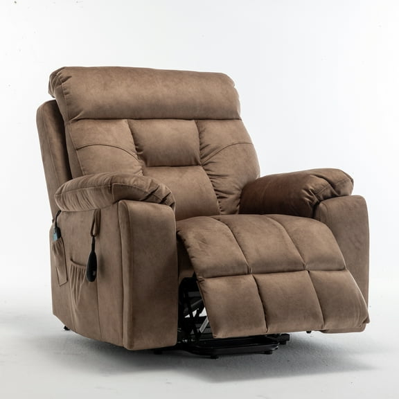 Oversized Power Lift Recliner Chair for Elderly, Electric Lounge Chair with Remote Control, Hidden Cup Holders, Wide Seat Sofa Chair for Living Room Comfort and Mobility Support, Brown