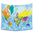 thumbnail image 1 of EREHome Educational Colorful World Map Wall Tapestry Wall Hanging Wall Art Tapestry 51x60 Inches, 1 of 3