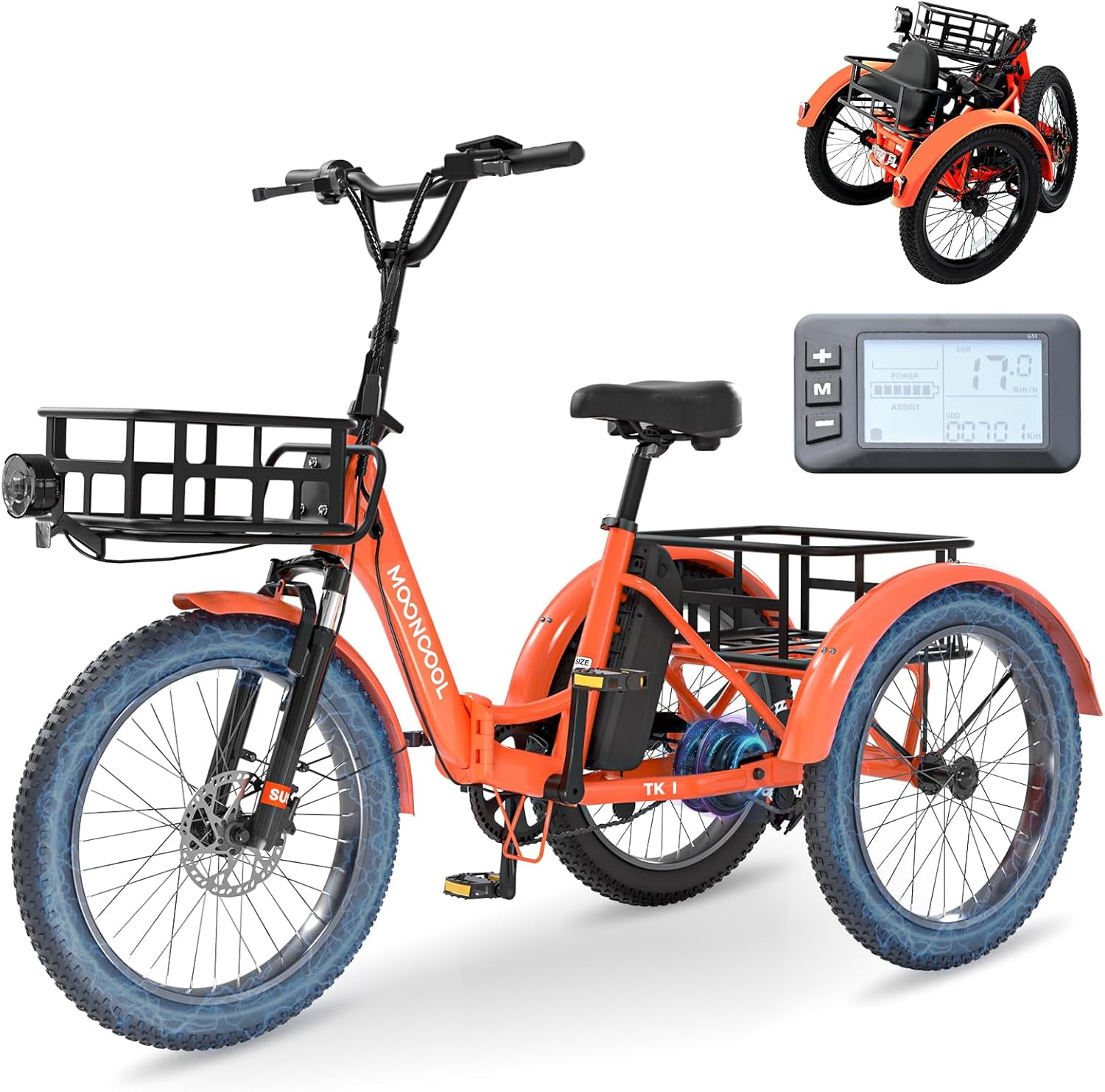 Tricycle électrique robuste pour adultes - Charge maximale de 200 kg, vélo cargo électrique à 3 Tricycle électrique robuste pour adultes - Charge maximale de 200 kg, vélo cargo électrique à 3