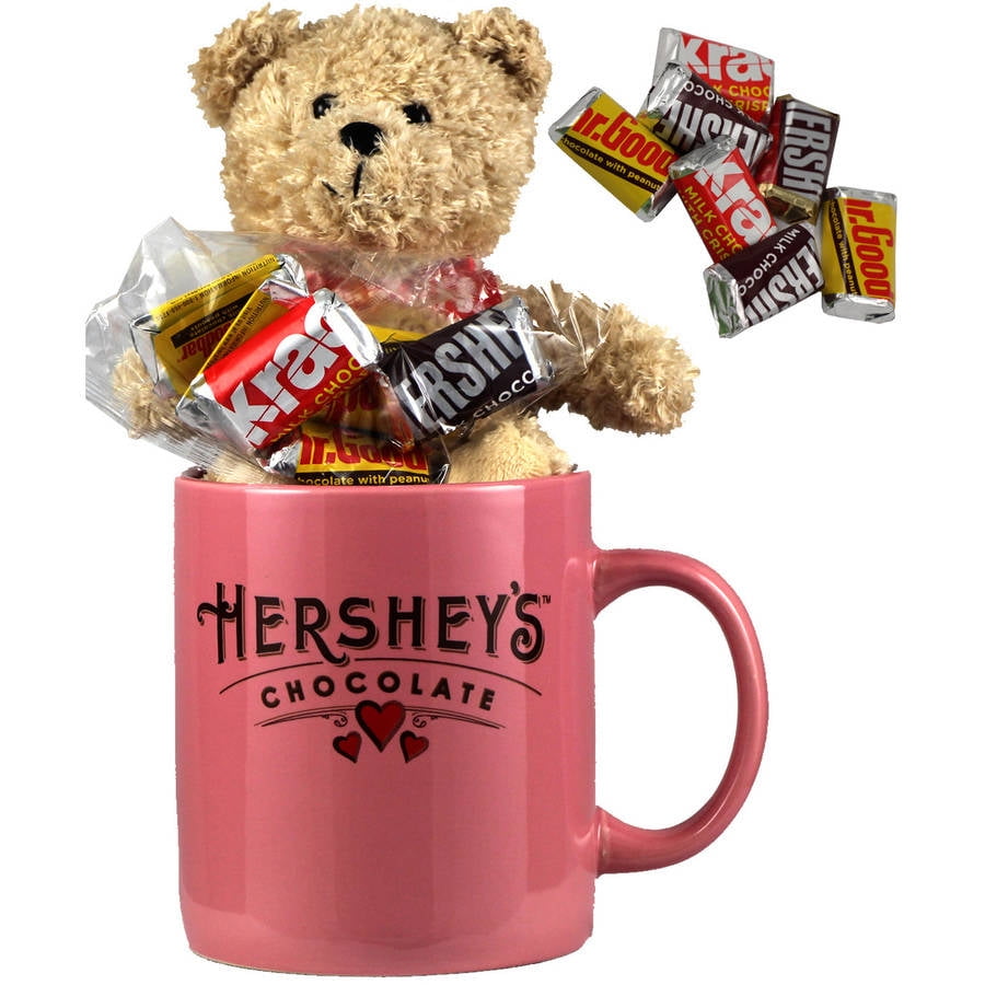 Galerie Hershey's Jumbo Pink Mug, Bear Plushy, & Chocolate Gift Set, 3