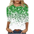 thumbnail image 3 of TaTaai Women Fashion St. Patrick's Day Green Print Crew Neck Top 3/4 Sleeve Loose Casual Tee Ladies Spring Daily Commute Wear Soft Comfortable Non-See-Through No Fading Lightweight Top Gift, 3 of 5