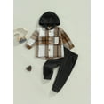 thumbnail image 2 of Bagilaanoe 2pcs Toddler Baby Boy Long Pants Set Plaid Print Long Sleeve Hood Shirt + Trousers 1T 2T 3T 4T 5T 6T Kid Casual Outfits, 2 of 8