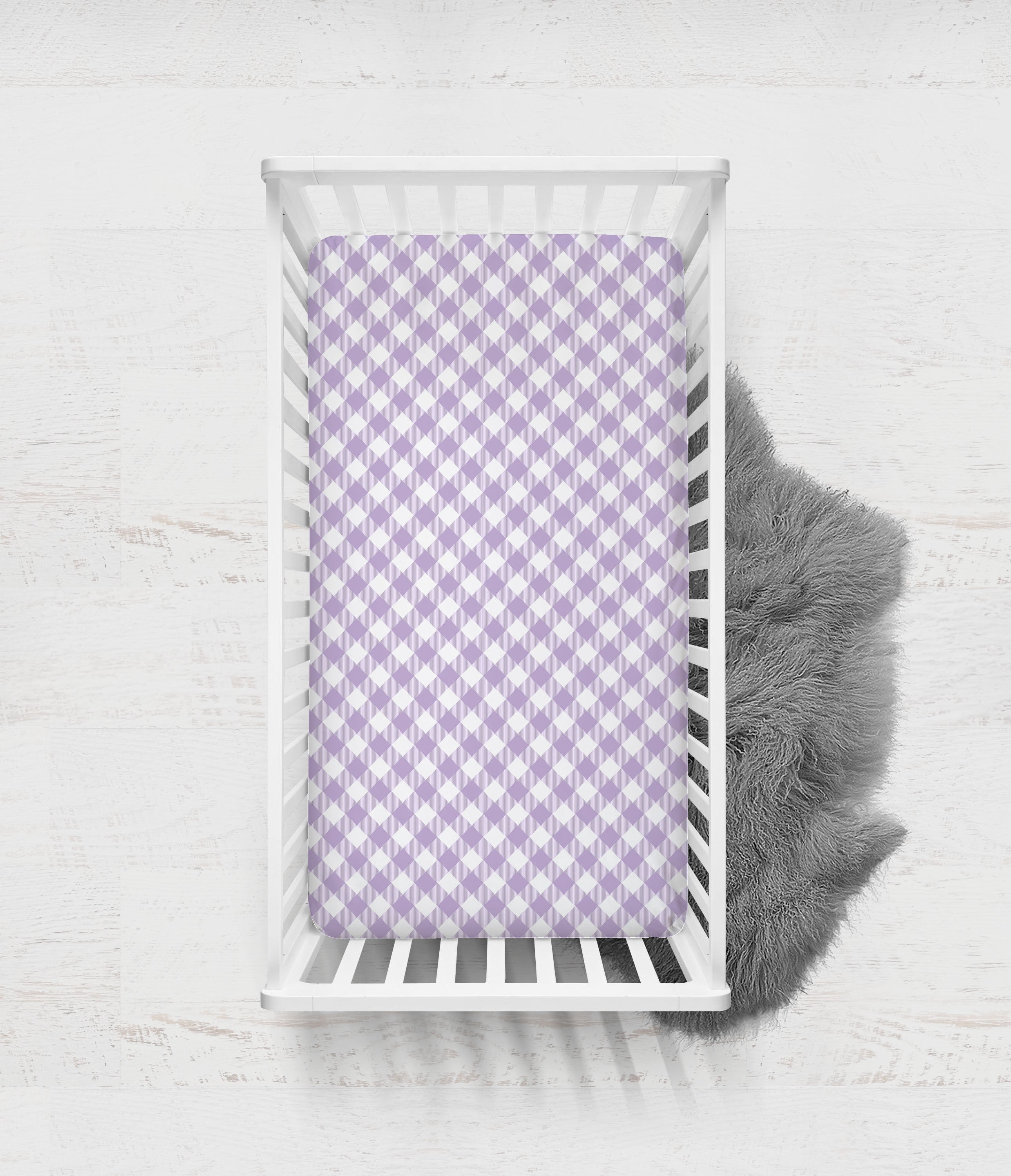 Bacati - Crib or Toddler Bed Fitted Sheet, Watercolor Flowers Purple Gray