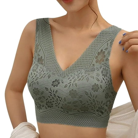 knqrhpse Push Up Bra Bras for Women No Underwire Beautiful Back Breathable Thin Seamless Lace Sports Bra For Women Wireless Bras Minimizer Bra Seamless Bras Full Coverage Bras Padded Bras Green XL