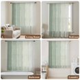 thumbnail image 5 of Sage Green Ombre Wood Sheer Curtains 63 Inch Length, Light Filtering Voile Curtain Panel, Farmhouse Vintage Gradient Wooden Rod Pocket Drapes Window Treatments for Living Room Bedroom 52"x63", 5 of 9