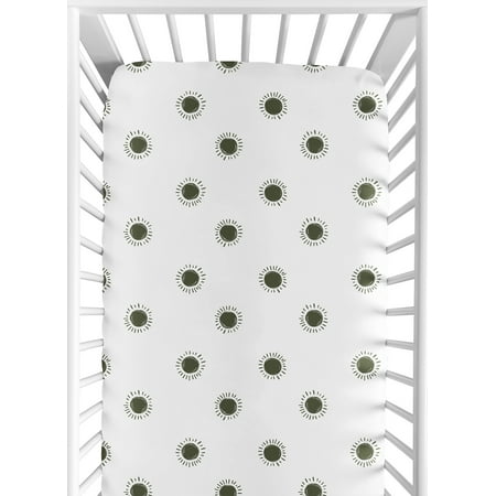 UPC: 0846480089971 | Boho Sun White and Green Fitted Crib Sheet by Sweet Jojo Designs