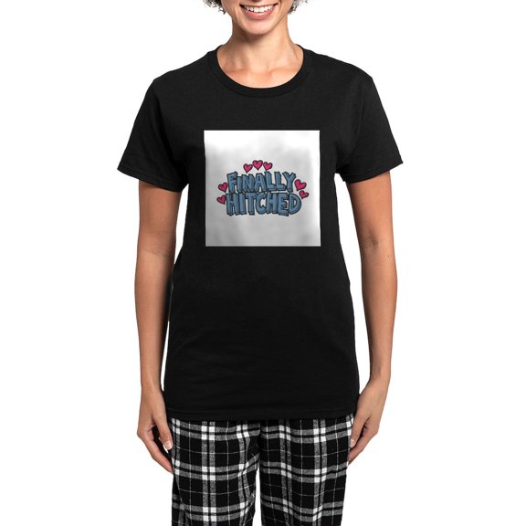 CafePress - Finally Hitched Women's Dark Pajamas - Women's Short Sleeve Print T-Shirt and Pants Dark Cotton Pajama Set