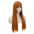 thumbnail image 5 of RightOn 28" Orange Wigs Straight Long Hair Wigs with Bangs Women Girls Light Orange Wig Synthetic Natural Looking Wig with Wefted Wig Cap, 5 of 7