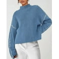thumbnail image 6 of PRETTYGARDEN Women's Chunky Knit Sweaters Fall Long Sleeve Mock Neck Oversized Pullover Tops Winter Fashion Clothes, 6 of 8