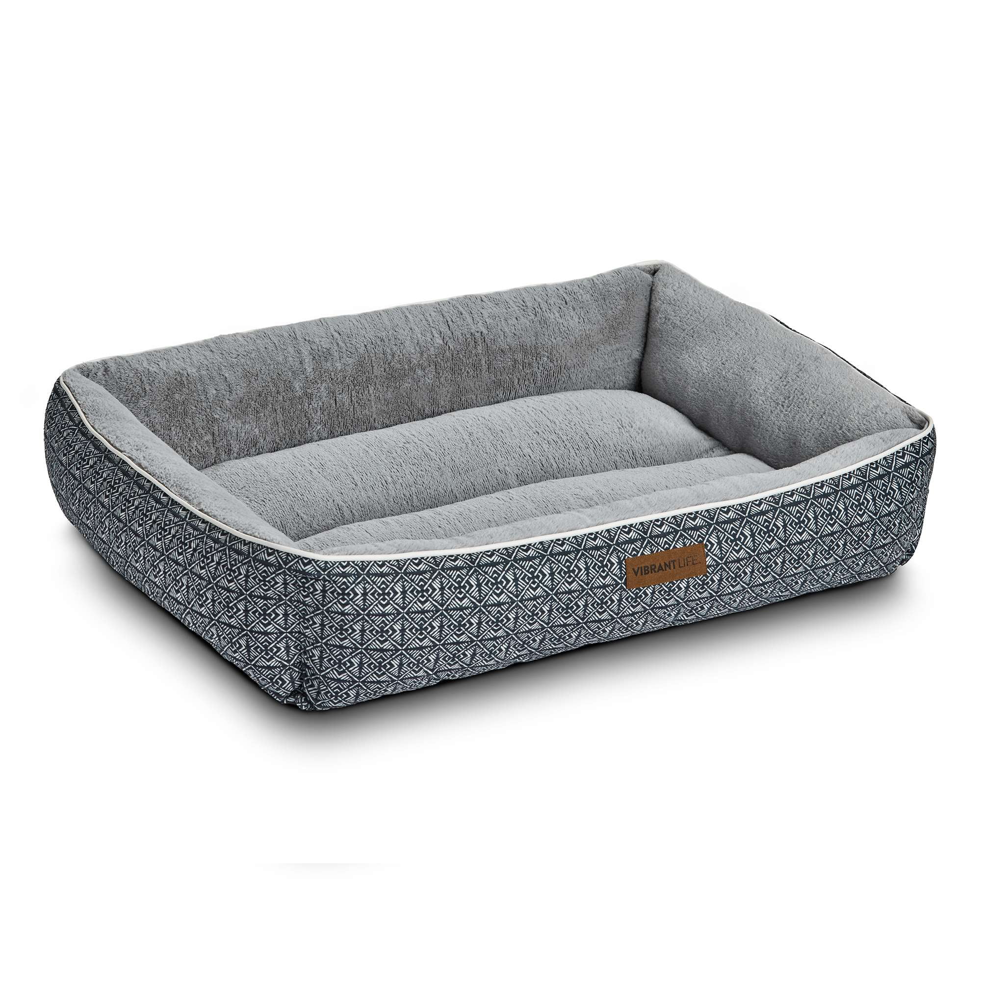 (2 pack) Vibrant Life Extra Large Dog Bed, Bolster Bed for Large Dogs, Extra Large, 42" x 32", Black