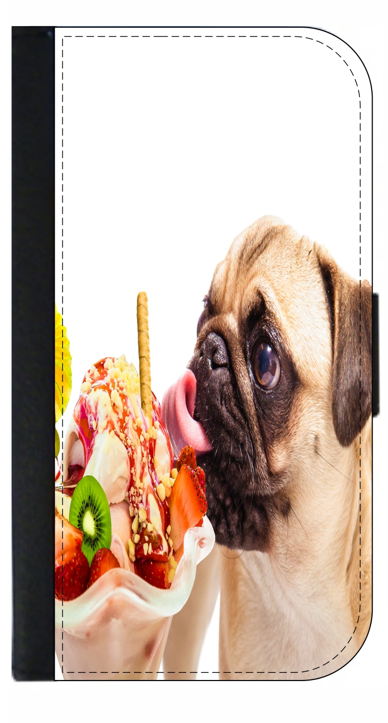 Pug Dog Licking an Ice Cream Sundae - Galaxy s10p Case - Galaxy s10 Plus Case - Galaxy s10 Plus Wallet Case - s10 Plus Case Wallet - Galaxy s10 Plus Case Wallet - s10 Plus Case Flip Cover - image 1 of 3