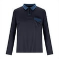 thumbnail image 4 of UVEASISHA Athletic Poloss for Men Eyelet Workout Golf Polos Shirts Long Sleeve Color Block Collared T-Shirt with Pocket Navy XL, 4 of 6