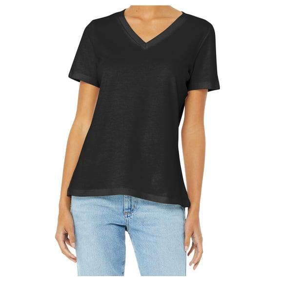 Yellow Rooster Women's Relaxed Jersey Short Sleeve V-Neck Tee Black S
