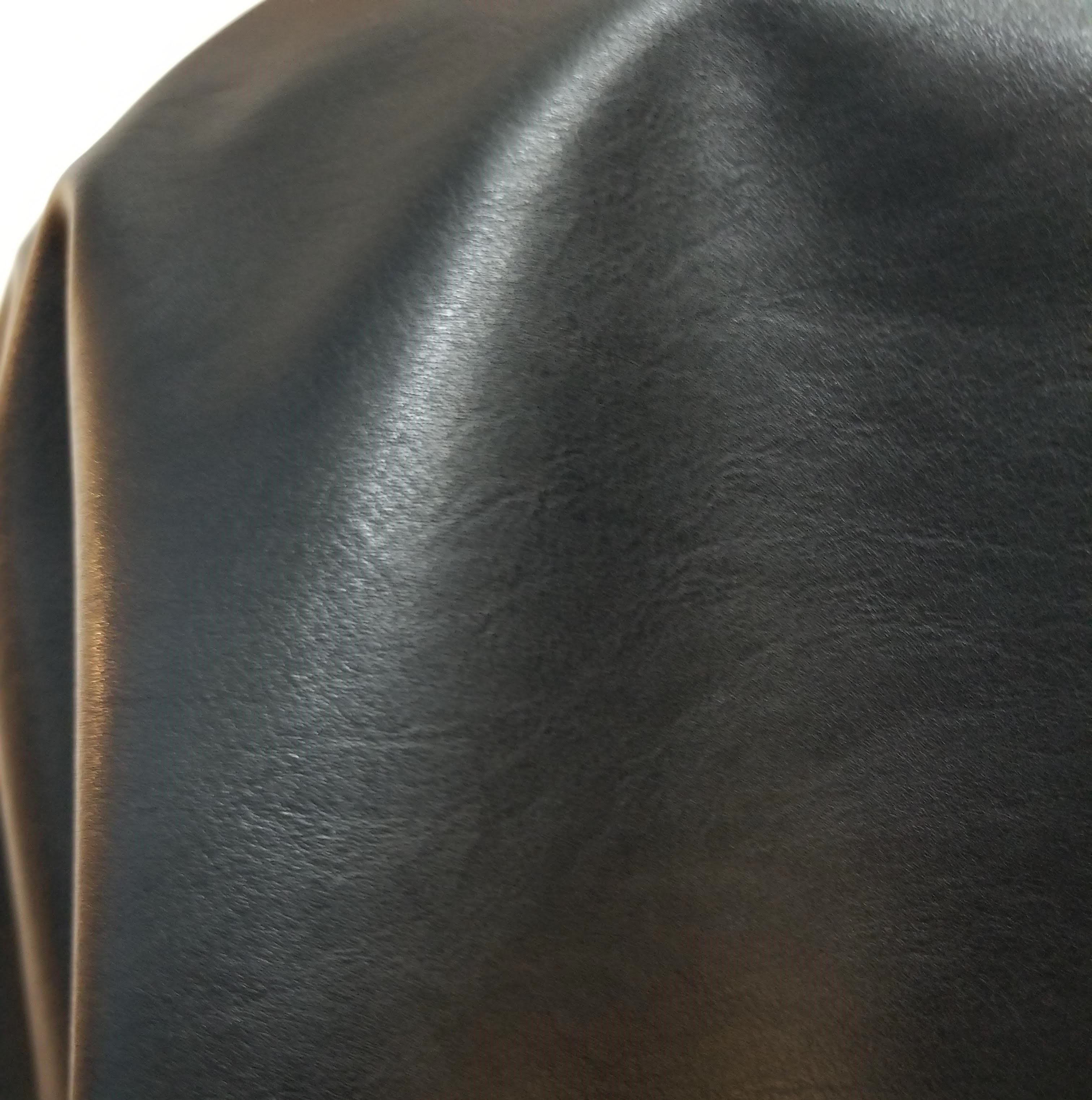 Black Matte Fullgrain Look Faux Vegan {Peta Approved} Leather Synthetic Pleather 0.9 mm 1 Yard 52 inch Wide x 36 inch Long Soft Smooth Vinyl Upholstery Black Matte 