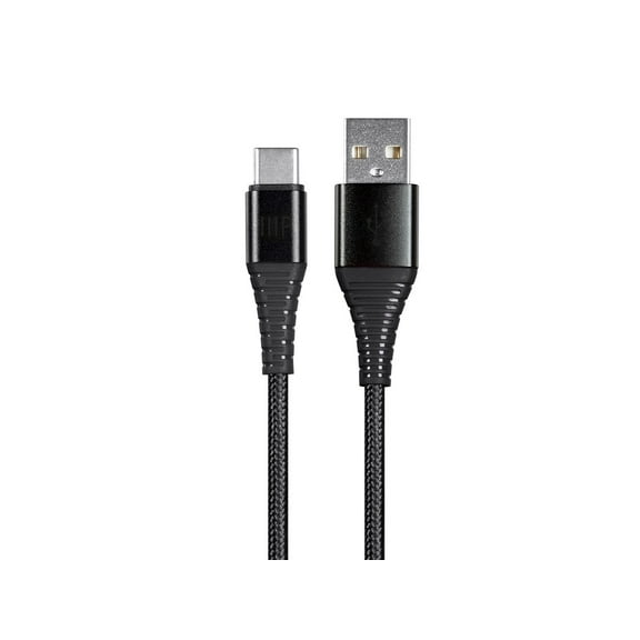 Monoprice Nylon Braided USB C to USB A 2.0 Cable - 6 Feet - Black | Type C, Durable, Fast Charge for Samsung Galaxy S10/ Note 8, LG V20 and - AtlasFlex Series