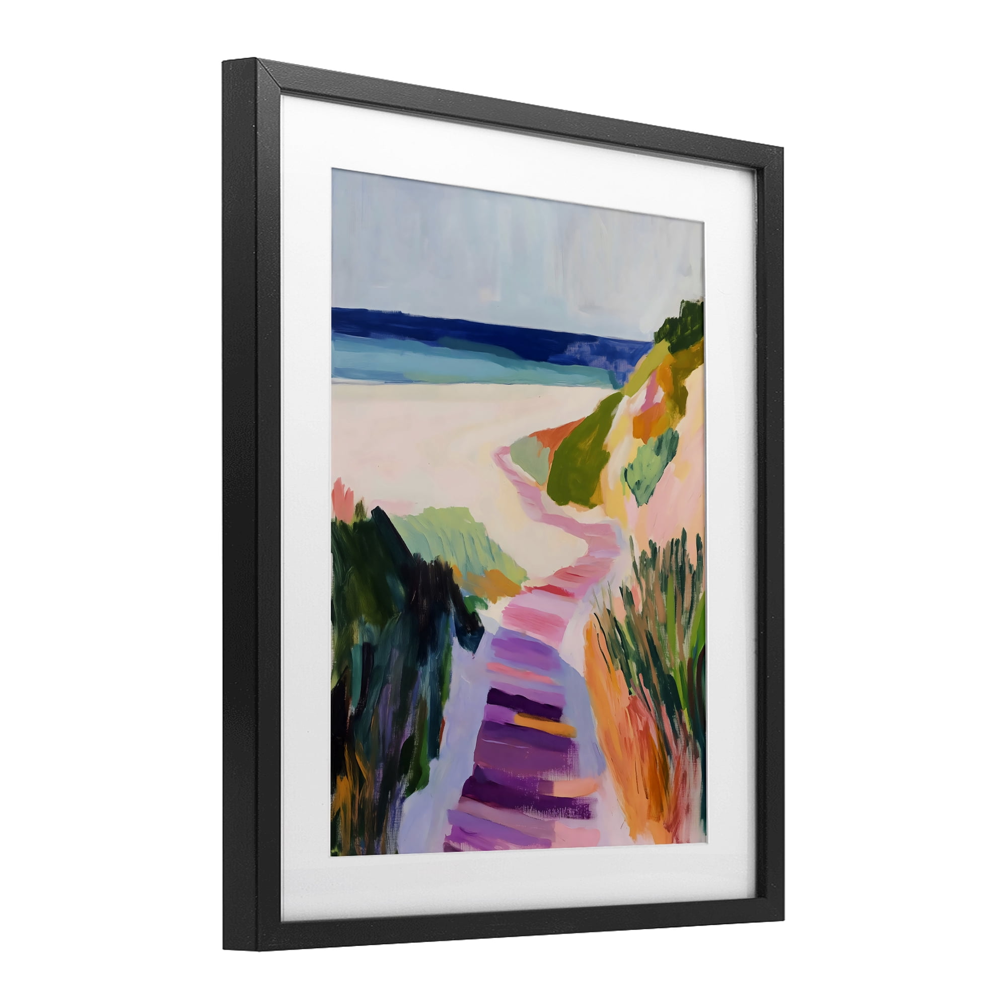 Stupell Industries Pastel Beach Pathway to Shore Black Framed Print Under Glass, design by The Prints Vibe