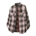 thumbnail image 4 of Mens Shirts Tops Stylish Korean Plaid Button Up Two Pockets Versatile Outer Mens Graphic T-Shirts,RD1,3XL, 4 of 4