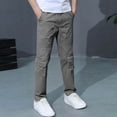 thumbnail image 7 of Zylarhe Boys' Pants Casual Straight Leg Elastic Waist Comfortable Fashionable Long Trousers for Daily Grey 13-14 Years, 7 of 7