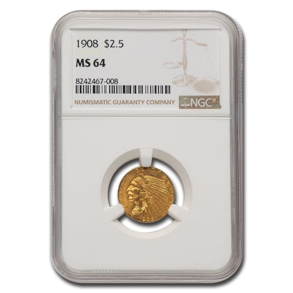 1908 $2.50 Indian Gold Quarter Eagle MS-64 NGC