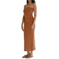thumbnail image 3 of Coduop Women's Elegant Off Shoulder Bodycon Long Dress Strapless Wrap Chest Backless Maxi Dress, 3 of 7