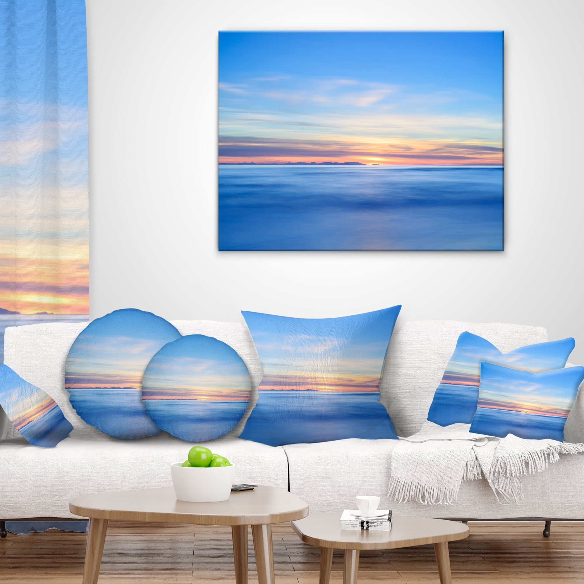 Designart 12" x 20" Blue Polyester Throw Pillow