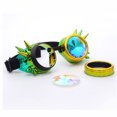 thumbnail image 2 of C.F.GOGGLE Rivet Kaleidoscope Rave Rainbow Crystal Lenses Steampunk Goggles, Black/ Copper/ Brass, 2 of 3