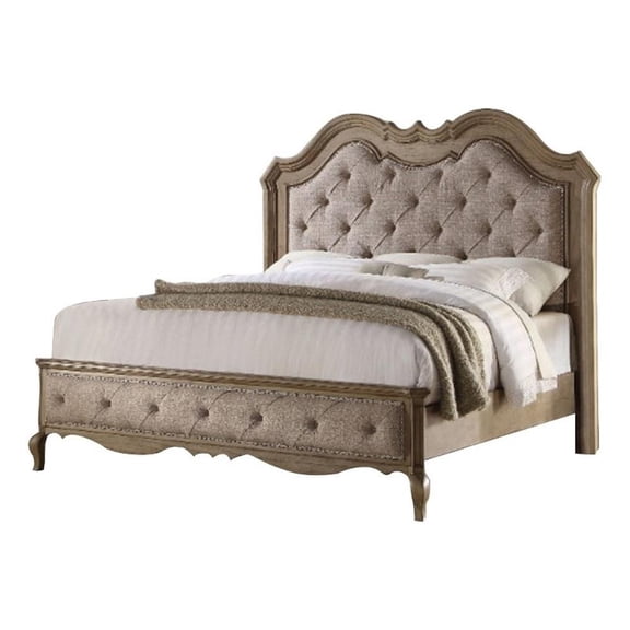 Benjara Sophisticated Contemporary Style Queen Size Bed- Brown