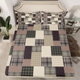 thumbnail image 2 of Feelyou Grey Buffalo Square Queen Sheet Sets for Men, Patchwork Checkered Flat Sheet, Vintage Fashion Theme Queen Fitted Sheet, Ultra Soft Bedroom Decor, 4-Piece, 2 of 7